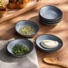 imagefamiware Ocean Soy Sauce Dishes of 6 Oval Dipping Sauce CupsBowlsDishes for Kitchen 21oz Ceramic Small Bowls for Side Dishes Appetizers Snacks and Sushi Dishwasher Safe Vanilla WhiteBlue