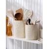 imagefamiware Ocean Utensil Holder 72quot58quot Ceramic Kitchen Utensil Holder for Countertop 2 Pieces Cooking Utensil Crocks Utensil Organizer for Spatula ampamp Spoon Kitchen Decor Set of 2 BlueVanilla White