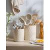 imagefamiware Ocean Utensil Holder 72quot58quot Ceramic Kitchen Utensil Holder for Countertop 2 Pieces Cooking Utensil Crocks Utensil Organizer for Spatula ampamp Spoon Kitchen Decor Set of 2 BlueVanilla White