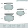 imagefamiware Serving Platter Oval 1559143129inch Serving Dishes for Entertaining Serving Bowls Microwave Safe Stoneware Serving Trays for Party Food Turkey Cheese Ocean Series Vanilla WhiteGray