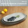 imagefamiware Serving Platter Oval 1559143129inch Serving Dishes for Entertaining Serving Bowls Microwave Safe Stoneware Serving Trays for Party Food Turkey Cheese Ocean Series Vanilla WhiteGray