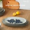 imagefamiware Serving Platter Oval 1559143129inch Serving Dishes for Entertaining Serving Bowls Microwave Safe Stoneware Serving Trays for Party Food Turkey Cheese Ocean Series Vanilla WhiteGray