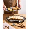 imagefamiware Serving Platter Oval 1559143129inch Serving Dishes for Entertaining Serving Bowls Microwave Safe Stoneware Serving Trays for Party Food Turkey Cheese Ocean Series Vanilla WhiteDark Gray