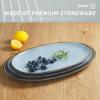 imagefamiware Serving Platter Oval 1559143129inch Serving Dishes for Entertaining Serving Bowls Microwave Safe Stoneware Serving Trays for Party Food Turkey Cheese Ocean Series Vanilla WhiteBlue