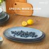 imagefamiware Serving Platter Oval 1559143129inch Serving Dishes for Entertaining Serving Bowls Microwave Safe Stoneware Serving Trays for Party Food Turkey Cheese Ocean Series Vanilla WhiteBlue