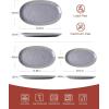 imagefamiware Serving Platter Oval 1559143129inch Serving Dishes for Entertaining Serving Bowls Microwave Safe Stoneware Serving Trays for Party Food Turkey Cheese Ocean Series Vanilla WhiteDark Gray