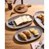 imagefamiware Serving Platter Oval 1559143129inch Serving Dishes for Entertaining Serving Bowls Microwave Safe Stoneware Serving Trays for Party Food Turkey Cheese Ocean Series Vanilla WhiteDark Gray