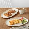 imagefamiware Serving Platter Oval 1559143129inch Serving Dishes for Entertaining Serving Bowls Microwave Safe Stoneware Serving Trays for Party Food Turkey Cheese Ocean Series Vanilla WhiteCappuccino White