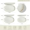 imagefamiware Serving Platter Oval 1559143129inch Serving Dishes for Entertaining Serving Bowls Microwave Safe Stoneware Serving Trays for Party Food Turkey Cheese Ocean Series Vanilla WhiteVanilla White