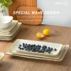 imagefamiware Serving Platter Rectangular 1567141126inch Serving Dishes for Entertaining Reactive Glaze Stoneware Serving Trays for Party Food Turkey Snack Cheese Ocean Series GreyVanilla White
