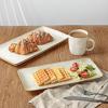 imagefamiware Serving Platter Rectangular 1567141126inch Serving Dishes for Entertaining Reactive Glaze Stoneware Serving Trays for Party Food Turkey Snack Cheese Ocean Series GreyCappuccino White