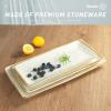 imagefamiware Serving Platter Rectangular 1567141126inch Serving Dishes for Entertaining Reactive Glaze Stoneware Serving Trays for Party Food Turkey Snack Cheese Ocean Series GreyVanilla White