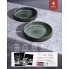 imagefamiware Star 75quot Pasta Bowls Set Salad Bowl Set of 4 Double Reactive Glaze Stackable Ideal for Your Friend for Housewarming Festivals Cappuccino WhiteDeep Forest