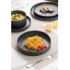 imagefamiware Star 825quot Pasta Bowls Large Dinner Bowls Set of 4 Salad Bowl Plates Shallow Bowls for Eating Matte White Full GlazeDark Charcoal  Full Glaze Matte
