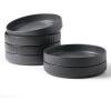 imagefamiware Star 825quot Pasta Bowls Large Dinner Bowls Set of 4 Salad Bowl Plates Shallow Bowls for Eating Matte White Full GlazeDark Charcoal  Full Glaze Matte