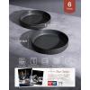 imagefamiware Star 825quot Pasta Bowls Large Dinner Bowls Set of 4 Salad Bowl Plates Shallow Bowls for Eating Matte White Full GlazeDark Charcoal  Full Glaze Matte
