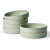 imagefamiware Star 825quot Pasta Bowls Large Dinner Bowls Set of 4 Salad Bowl Plates Shallow Bowls for Eating Matte White Full GlazeLight Green