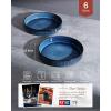 imagefamiware Star 825quot Pasta Bowls Large Dinner Bowls Set of 4 Salad Bowl Plates Shallow Bowls for Eating Matte White Full GlazeNebulas Blue
