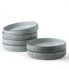 imagefamiware Star 825quot Pasta Bowls Large Dinner Bowls Set of 4 Salad Bowl Plates Shallow Bowls for Eating Matte White Full GlazeSmoky Blue