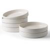 imagefamiware Star 825quot Pasta Bowls Large Dinner Bowls Set of 4 Salad Bowl Plates Shallow Bowls for Eating Matte White Full GlazeWhite  Full Glaze Matte