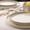 imagefamiware Star Dinner Plates for 6 10 inches Plate Set Scratch Resistant Stoneware Dinnerware Kitchen Modern Rustic Serving Dishes Cappuccino WhiteCappuccino White
