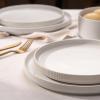 imagefamiware Star Dinner Plates for 6 10 inches Plate Set Scratch Resistant Stoneware Dinnerware Kitchen Modern Rustic Serving Dishes Cappuccino WhiteMatte White