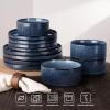 imagefamiware Star Dinner Plates for 6 10 inches Plate Set Scratch Resistant Stoneware Dinnerware Kitchen Modern Rustic Serving Dishes Cappuccino WhiteNebulas Blue