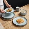 imagefamiware Star Dinner Plates for 6 10 inches Plate Set Scratch Resistant Stoneware Dinnerware Kitchen Modern Rustic Serving Dishes Cappuccino WhiteSmoky Blue
