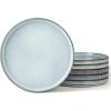 imagefamiware Star Dinner Plates for 6 10 inches Plate Set Scratch Resistant Stoneware Dinnerware Kitchen Modern Rustic Serving Dishes Cappuccino WhiteSmoky Blue