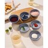 imagefamiware Starlight Soy Sauce Dish Ceramic Dipping Bowls Set of 6 3 oz Individual Dip Sauce CupsBowlsDishesPlates Small Serving Bowl for Side Dishes Dessert Ice Cream Condiment Starry BlueMatte Dark Charcoal