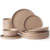 imageFamiware Milkyway Plates and Bowls Set 18 Pieces Dinnerware Sets Dishes Set for 6 Cinnamon BrownCinnamon Brown