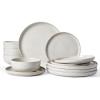 imageFamiware Milkyway Plates and Bowls Set 18 Pieces Dinnerware Sets Dishes Set for 6 Cinnamon BrownCreamy White