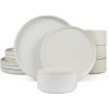 imageFamiware Star Dinnerware Set Plates and Bowls Sets for 8 24pcs Ribbed Stoneware Dishes  Chip ampamp Scratch Resistant Microwave ampamp Dishwasher Safe Tableware Vanilla WhiteMatte White