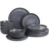 imageFamiware Star Dinnerware Set Plates and Bowls Sets for 8 24pcs Ribbed Stoneware Dishes  Chip ampamp Scratch Resistant Microwave ampamp Dishwasher Safe Tableware Vanilla WhiteMatte Midnight Grey