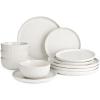 imageFamiware Star Dinnerware Set Plates and Bowls Sets for 8 24pcs Ribbed Stoneware Dishes  Chip ampamp Scratch Resistant Microwave ampamp Dishwasher Safe Tableware Vanilla WhiteMatte Reactive White