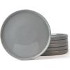 imagefamiware Dinner Plates Set of 6 1025 inch Pasta Plate Ocean Round Stoneware Dessert Plates Dish Set for Kitchen Microwave Dishwasher Safe Scratch Resistant BlueDeep Gray