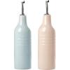 imagefamiware Jupiter 16oz Ceramic Olive Oil Dispenser Bottle 1 Piece Oil Dispenser for Kitchen with Stainless Steel Pourers Suitable for Storage Vinegar Soy Sauce Coffee Syrup Light PinkLight Blue and Light Pink