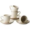 imagefamiware Jupiter Espresso Cups and Saucers Set of 4 3 oz Ceramic Small Coffee Mug with Handle Spiral Stoneware Demitasse Cup for Tea Latte Cafe  Microwave ampamp Dishwasher Safe Light BlueVanilla White