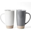 imagefamiware Milkyway Coffee Mugs 20oz Large Coffee Mug Ceramic Mug Set of 2 with Lid Cup Set with Handle for Latte Tea Cocoa Milk Home ampamp Office White and Cinnamon BrownWhite and Dark Gray