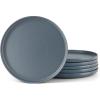 imagefamiware Milkyway Dinner Plates 1024 inch Plates for 6 Stoneware Dessert Plates Dish Set for Kitchen Reactive Glaze Plate Set Microwave and Dishwasher Safe Light PinkMatte Charcoal