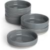 imagefamiware Nature Ceramic Soy Sauce Dish Dipping Bowls Set of 6 3 oz Dipping Sauce BowlsDishesCupsPlates Small Serving Bowls for Side Dishes Condiments Sushi Appetizer Dessert Snowy WhiteDark Gray