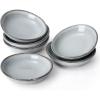 imagefamiware Ocean Soy Sauce Dishes of 6 Oval Dipping Sauce CupsBowlsDishes for Kitchen 21oz Ceramic Small Bowls for Side Dishes Appetizers Snacks and Sushi Dishwasher Safe Vanilla WhiteGray