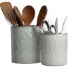 imagefamiware Ocean Utensil Holder 72quot58quot Ceramic Kitchen Utensil Holder for Countertop 2 Pieces Cooking Utensil Crocks Utensil Organizer for Spatula ampamp Spoon Kitchen Decor Set of 2 BlueGray