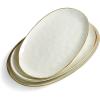 imagefamiware Serving Platter Oval 1559143129inch Serving Dishes for Entertaining Serving Bowls Microwave Safe Stoneware Serving Trays for Party Food Turkey Cheese Ocean Series Vanilla WhiteVanilla White