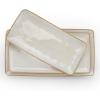 imagefamiware Serving Platter Rectangular 1567141126inch Serving Dishes for Entertaining Reactive Glaze Stoneware Serving Trays for Party Food Turkey Snack Cheese Ocean Series GreyCappuccino White