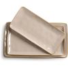 imagefamiware Serving Platter Rectangular 1567141126inch Serving Dishes for Entertaining Reactive Glaze Stoneware Serving Trays for Party Food Turkey Snack Cheese Ocean Series GreyCinnamon Brown