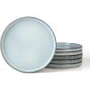 imagefamiware Star Dinner Plates for 6 10 inches Plate Set Scratch Resistant Stoneware Dinnerware Kitchen Modern Rustic Serving Dishes Cappuccino WhiteSmoky Blue