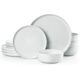 imageFamiware Nature Plates and Bowls Set 18 Pieces Dinnerware Sets Dishware Sets Dishes Set for 6 Microwave and Dishwasher Safe Midnight BlueSpeckled White