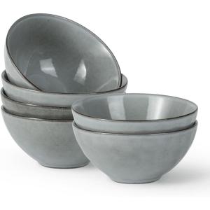 imagefamiware Cereal Bowls Set of 6 Ocean Square 6quot Soup Bowls 23oz Rice Serving Bowl Oatmeal Bowls Kitchen Bowl Set Microwave and Dishwasher Safe Scratch Resistant Vanilla WhiteGray