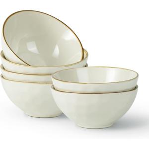 imagefamiware Cereal Bowls Set of 6 Ocean Square 6quot Soup Bowls 23oz Rice Serving Bowl Oatmeal Bowls Kitchen Bowl Set Microwave and Dishwasher Safe Scratch Resistant Vanilla WhiteVanilla White